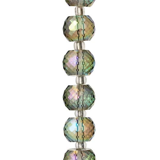Aqua Faceted Rondelle Glass Beads, 10mm by Bead Landing™